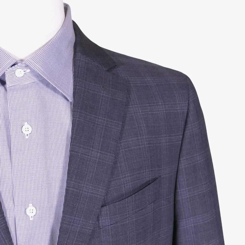 Banana Republic Sport Coat Blazer Mens 42R Tailored Fit Blue Plaid Two Button